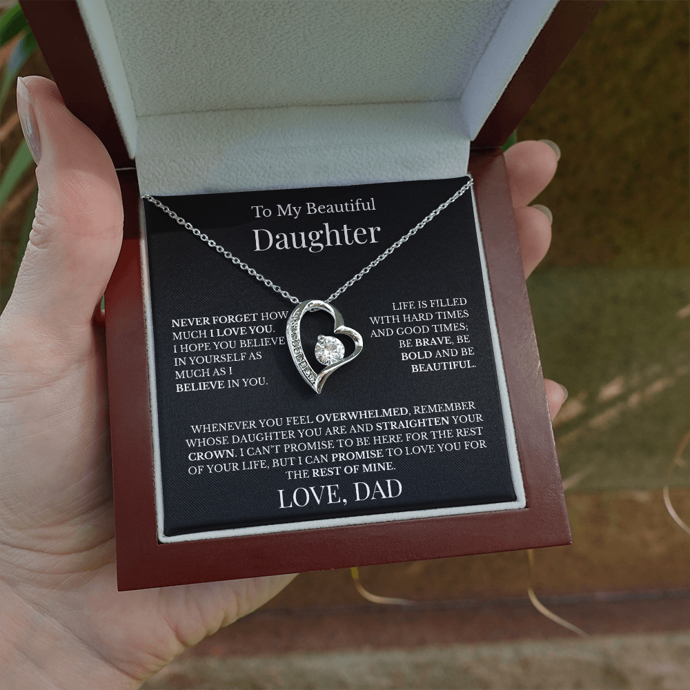 To My Beautiful Daughter - Love Dad - Forever Love Necklace