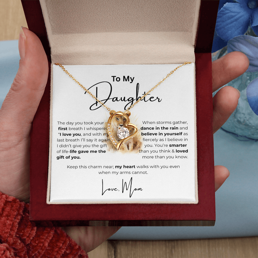 To My Daughter - Love Mom Heart Pendant