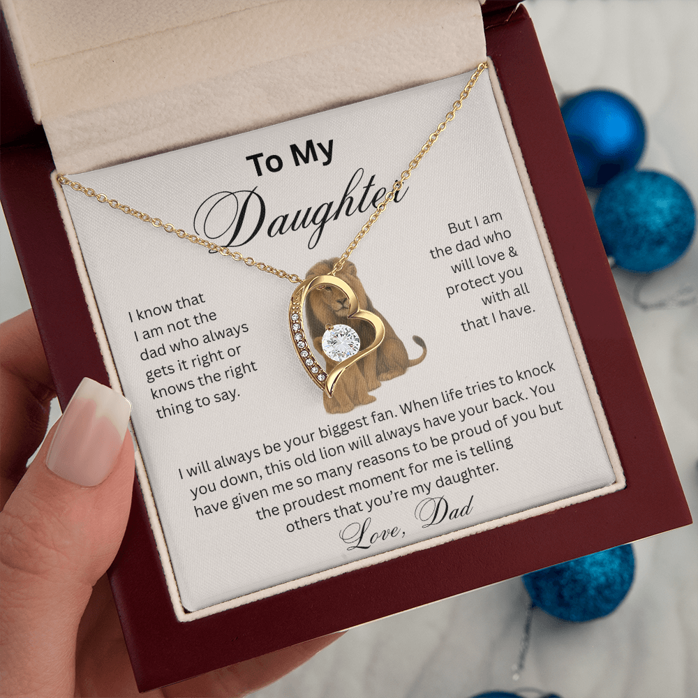 To My Daughter - Love Dad - Heart Pendant - Lion & Cub