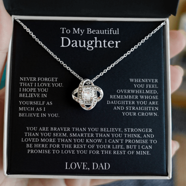 To My Beautiful Daughter...From Dad - Love Knot Necklace