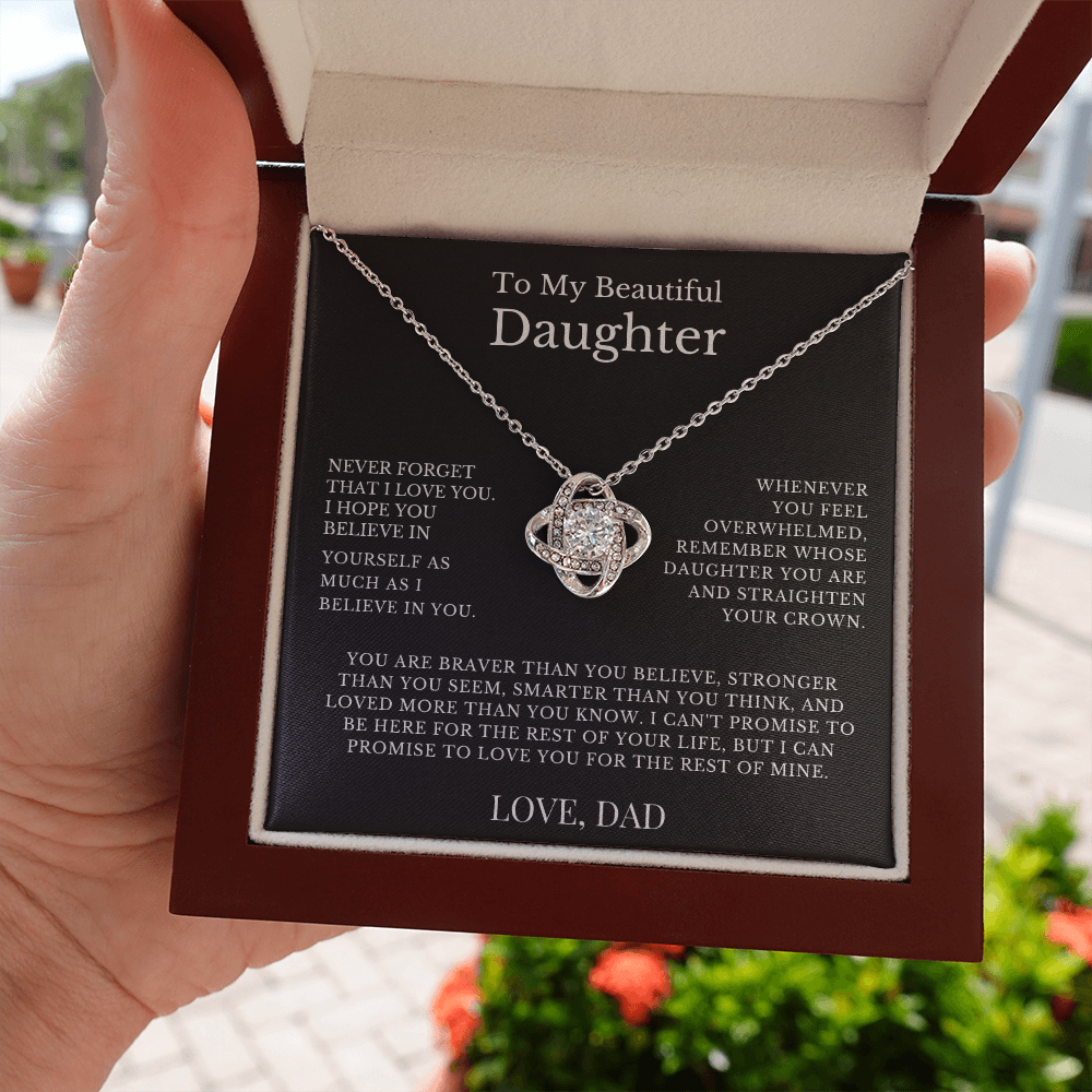 To My Beautiful Daughter...From Dad - Love Knot Necklace