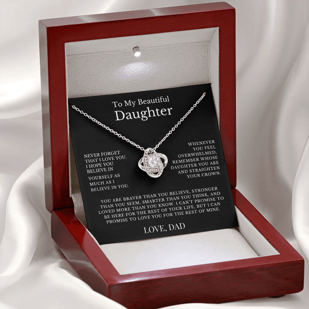 To My Beautiful Daughter...From Dad - Love Knot Necklace