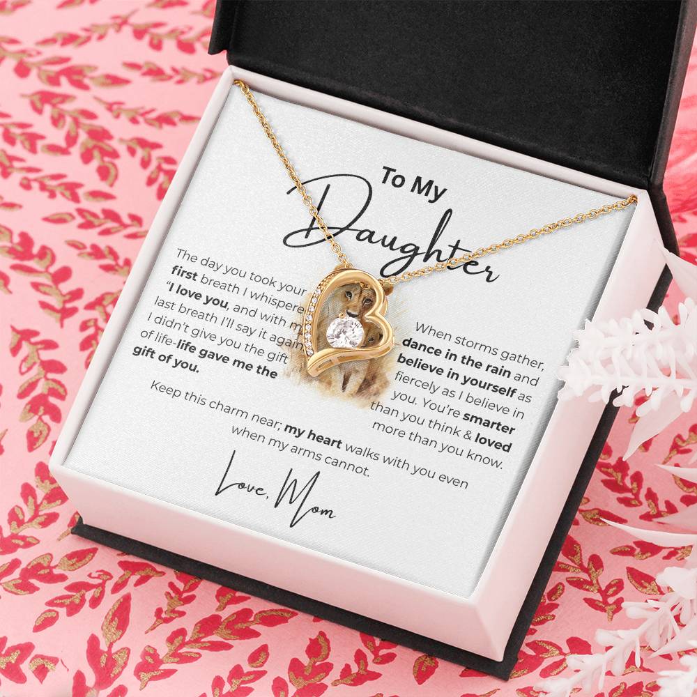 To My Daughter - Love Mom Heart Pendant
