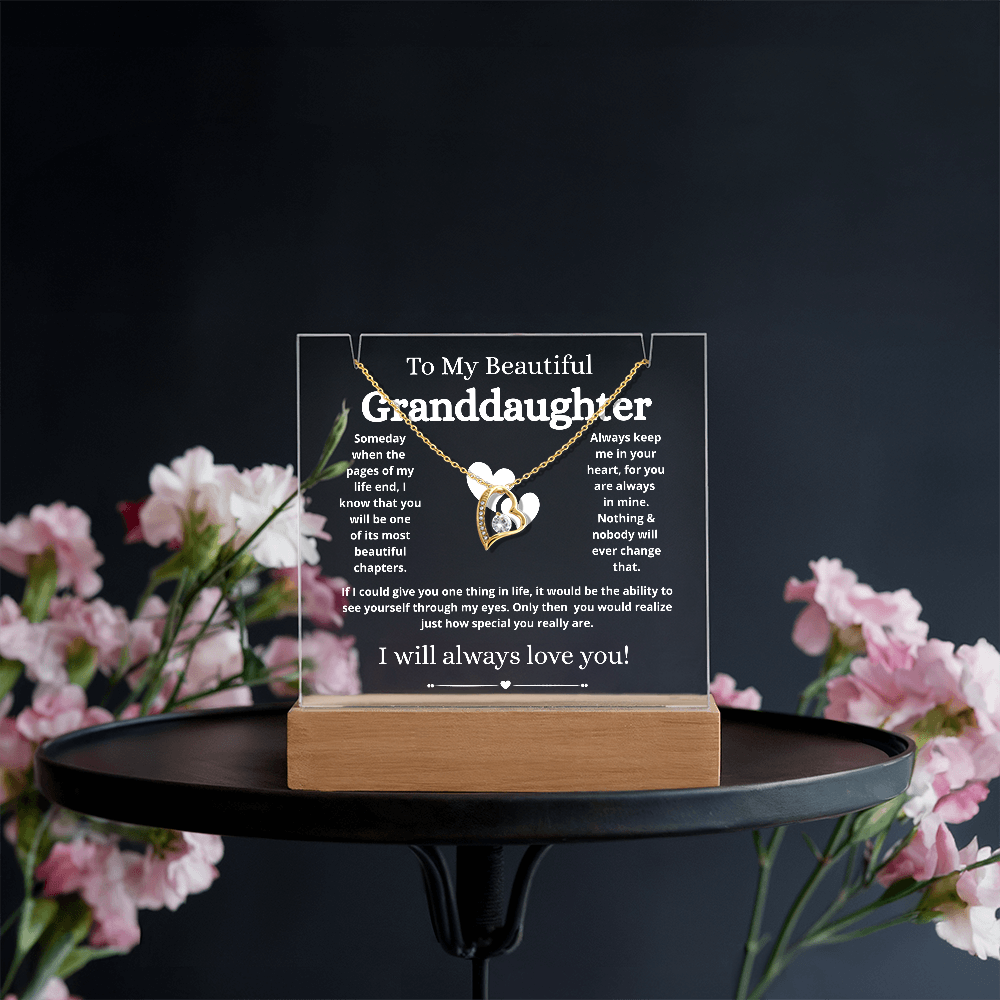 To My Beautiful Granddaughter Necklace and Acrylic Keepsake