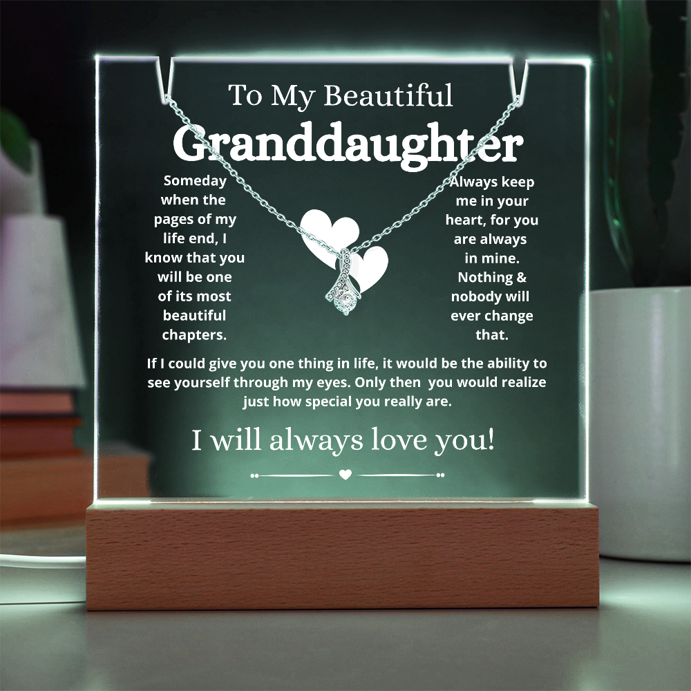 To My Beautiful Granddaughter Acrylic Keepsake and Necklace
