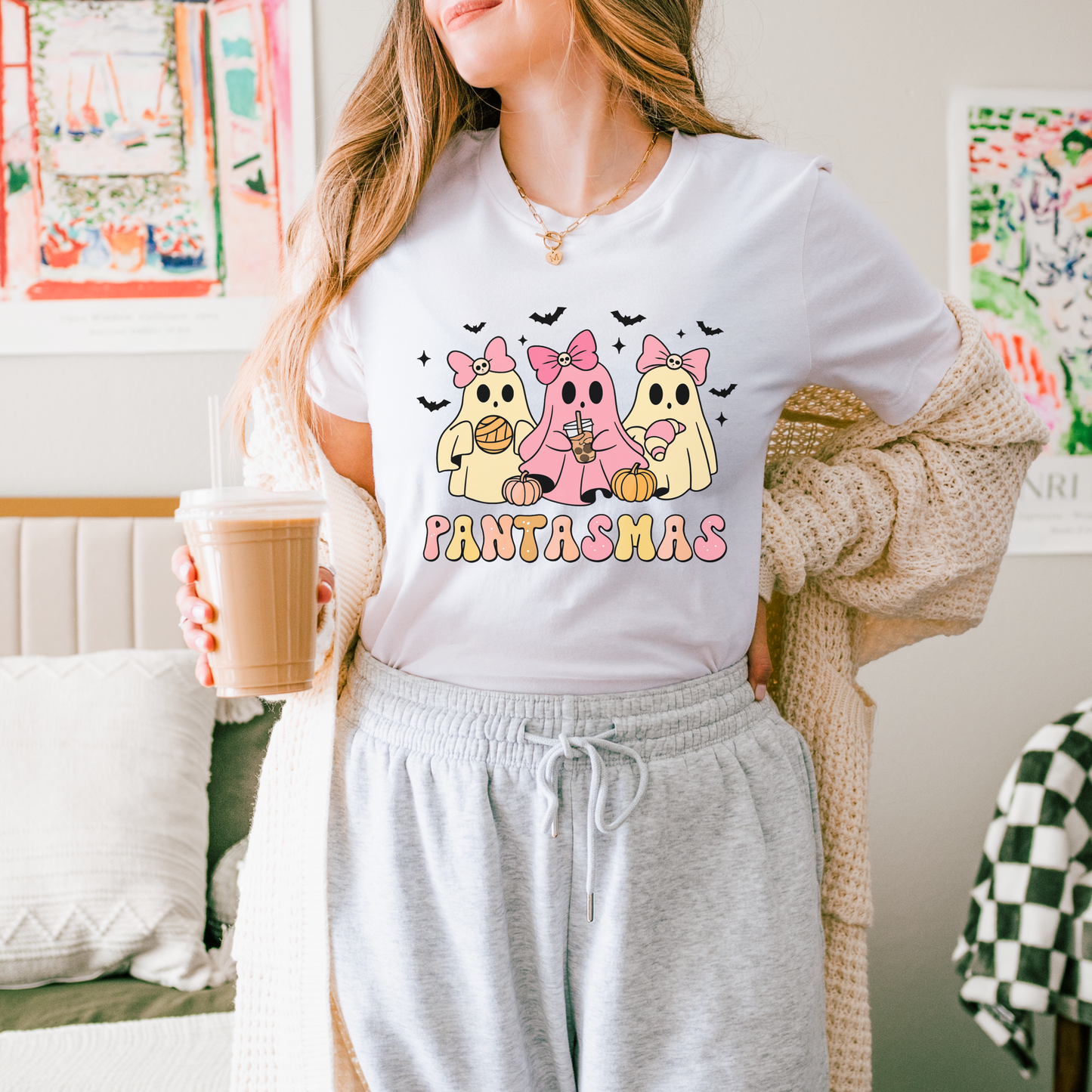 Cute Ghosts Tee with 'PANTASMAS' - Fun Unisex Jersey Short Sleeve Shirt for Halloween, Party, Casual Wear, Gifts