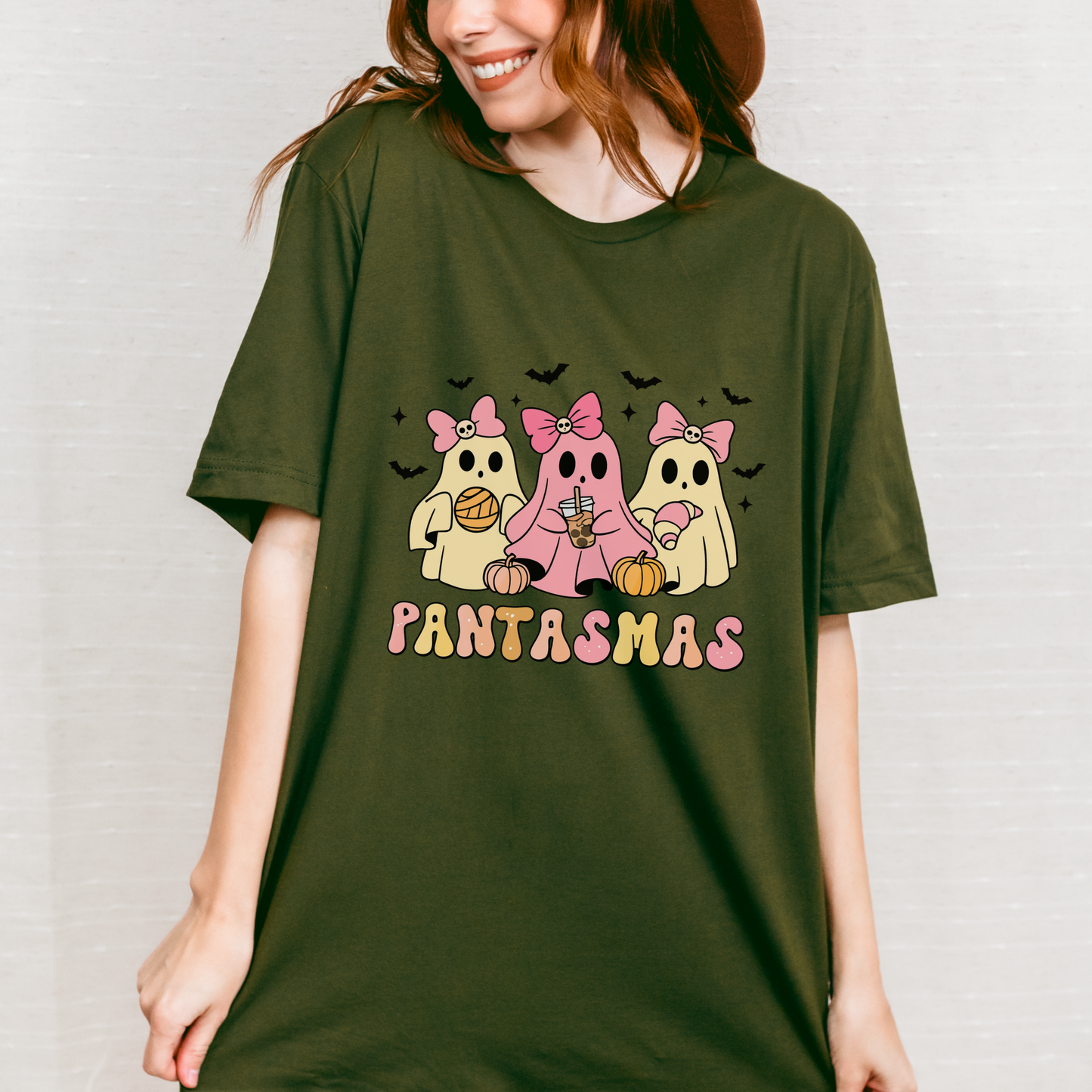 Cute Ghosts Tee with 'PANTASMAS' - Fun Unisex Jersey Short Sleeve Shirt for Halloween, Party, Casual Wear, Gifts