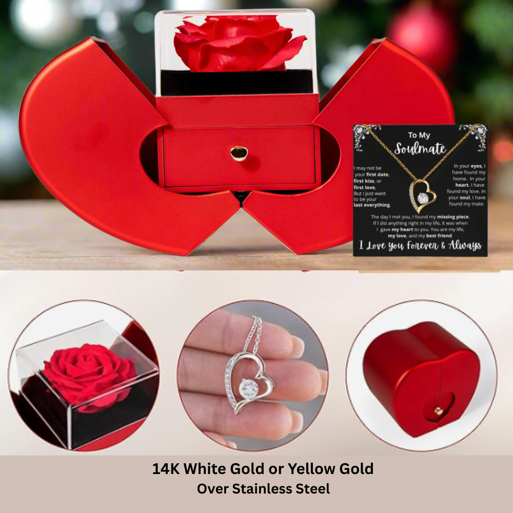 To My Soulmate Forever Love Necklace & Heart Box Gift Set