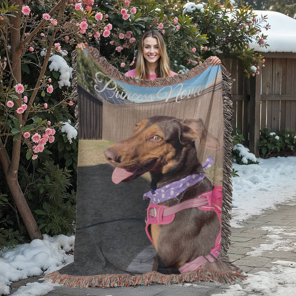 Wrap Yourself in Love with a Personalized Heirloom Woven Pet Blanket (Portrait)