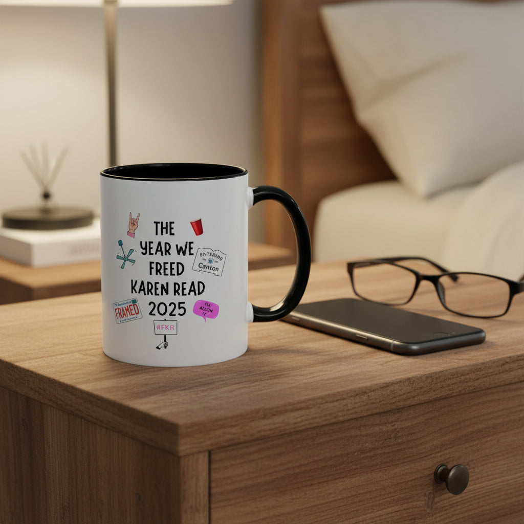 The Year We Freed Karen Read 2025 Coffee Mug — Funny Personalized Accent Mug