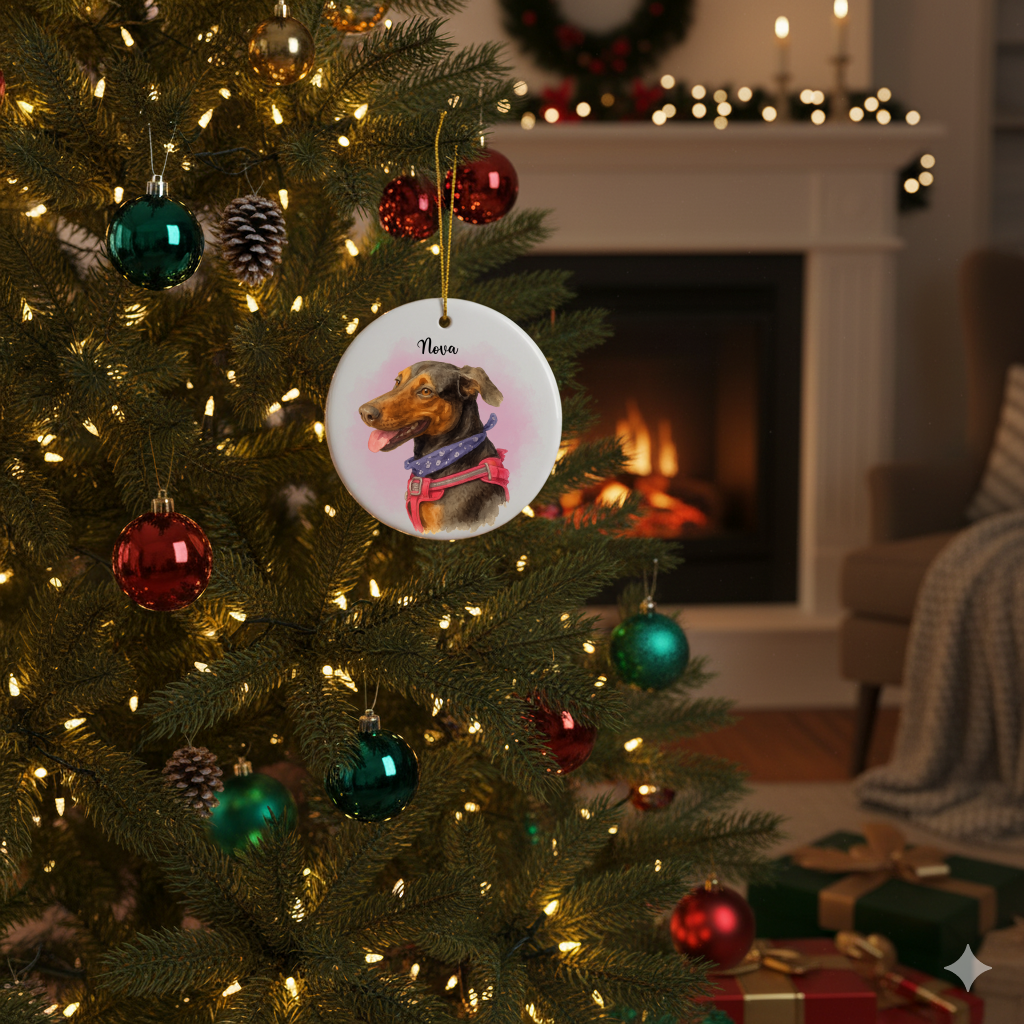 Pet Watercolor Two-Sided Ceramic Ornaments