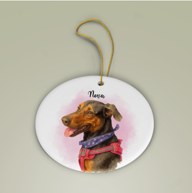 Pet Watercolor Two-Sided Ceramic Ornaments