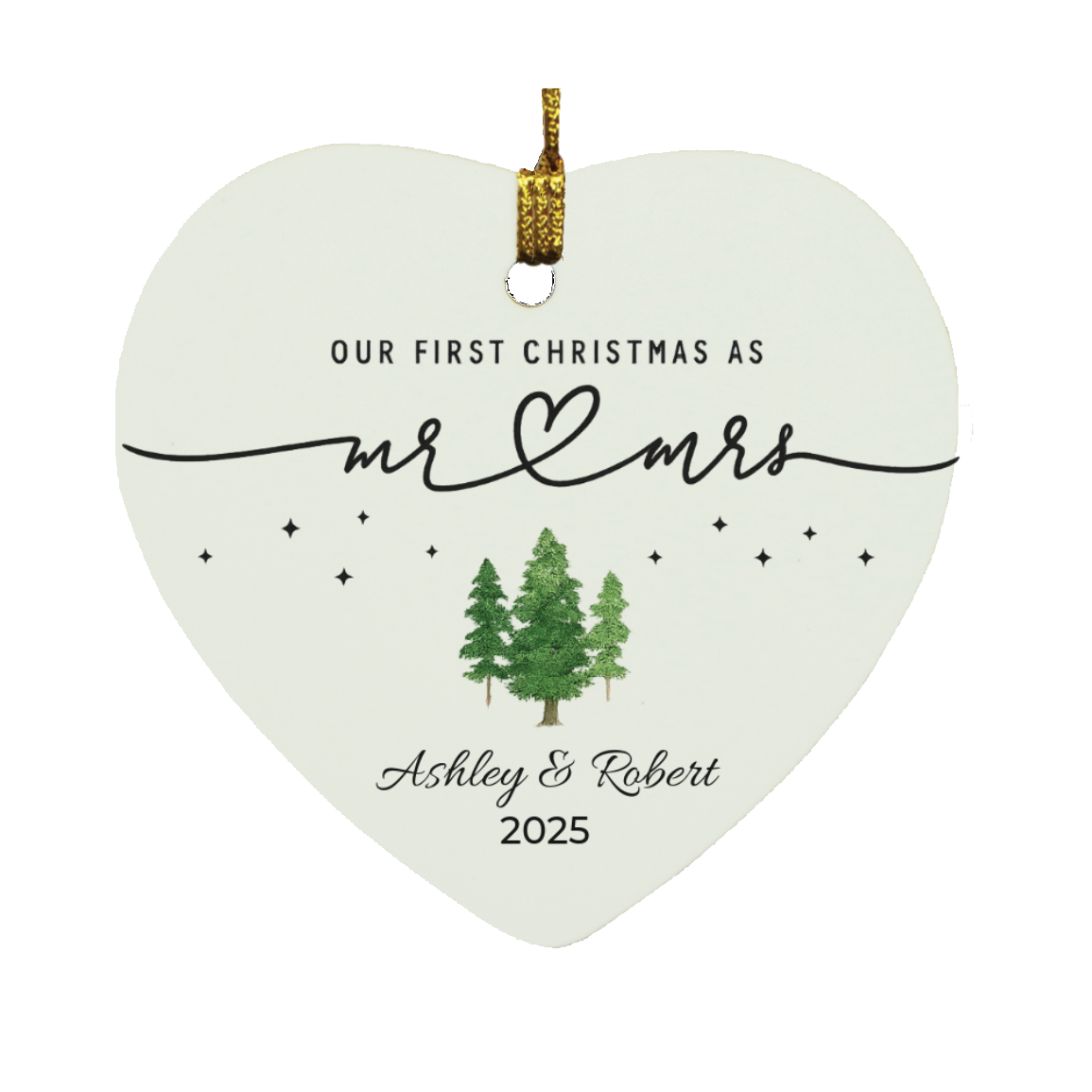 Mr. & Mrs. Personalized Heart Ornament-Wedding Gift Keepsake