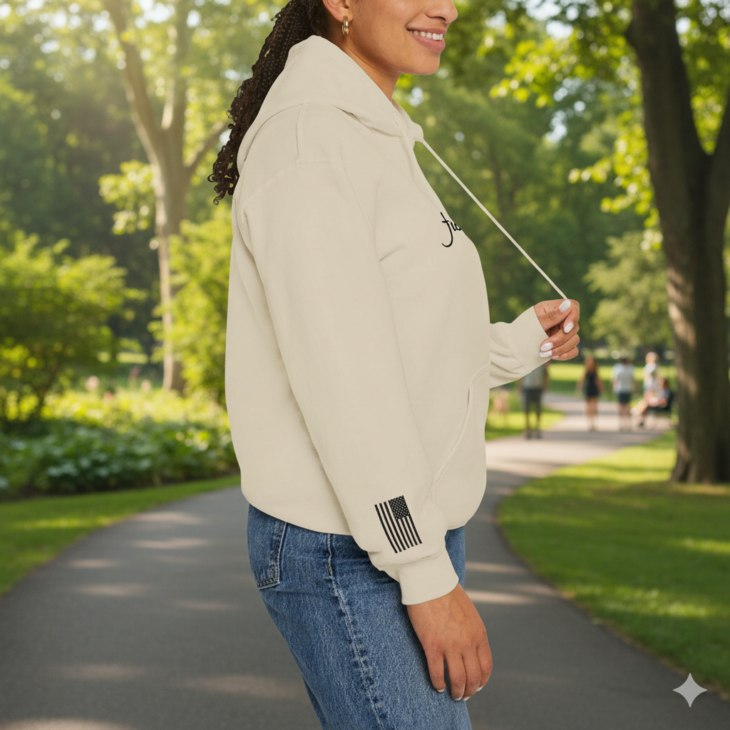 Freedom Embroidered Hoodie with USA Flag on Sleeve