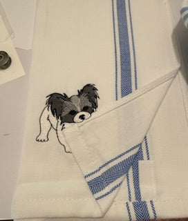 Mischievous Puppy Embroidered Kitchen Towel