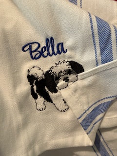 Mischievous Puppy Embroidered Kitchen Towel