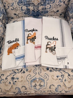 Mischievous Puppy Embroidered Kitchen Towel