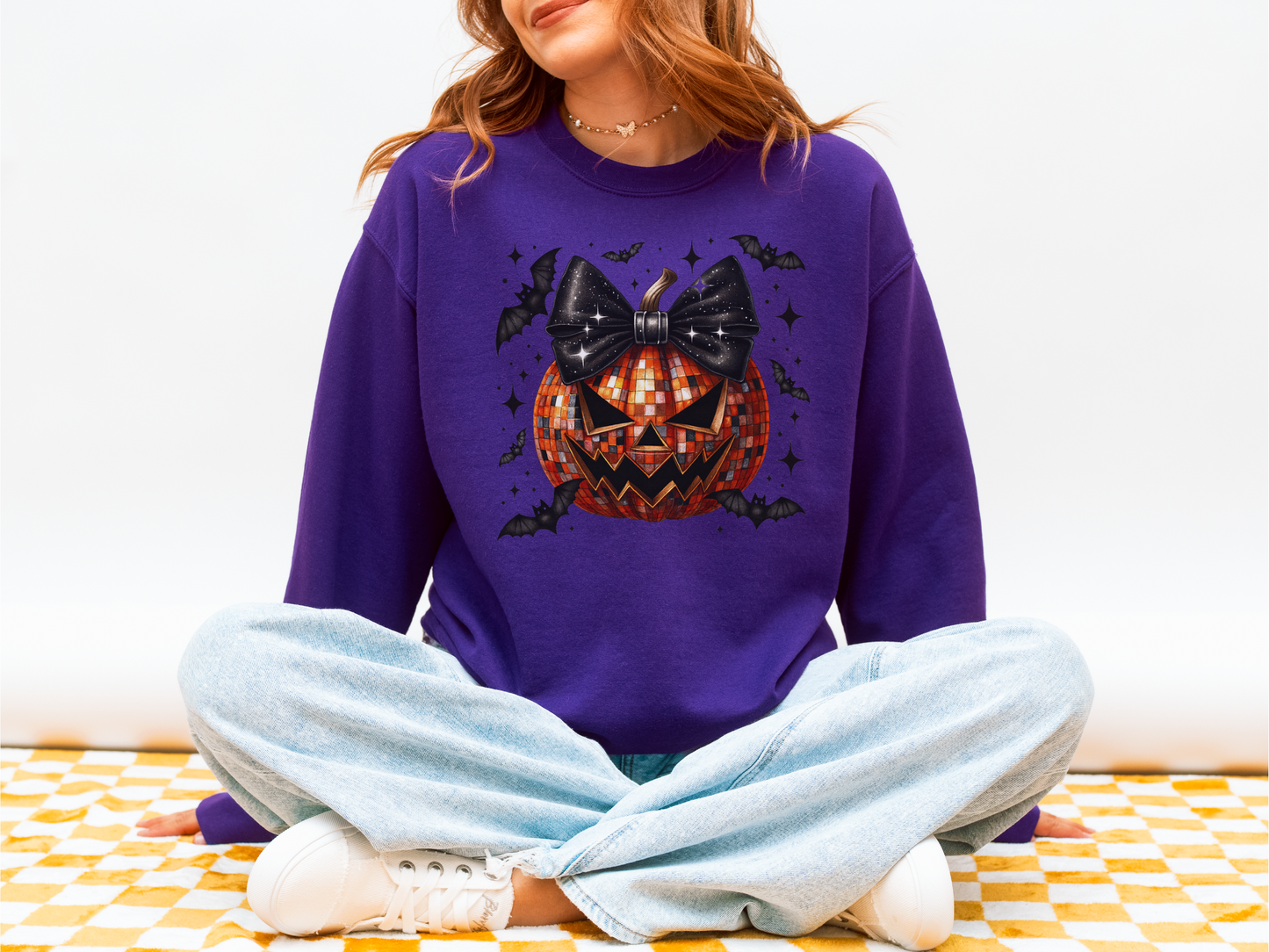 Disco Ball Pumpkin Crewneck Sweatshirt