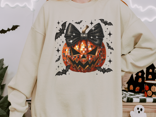 Disco Ball Pumpkin Crewneck Sweatshirt