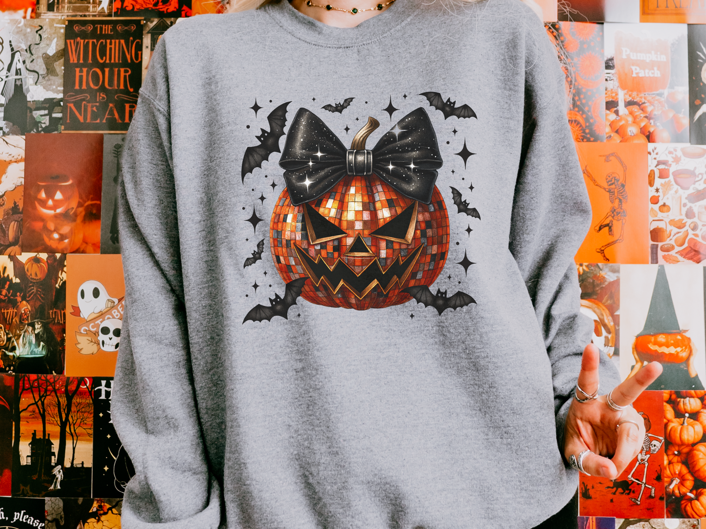 Disco Ball Pumpkin Crewneck Sweatshirt