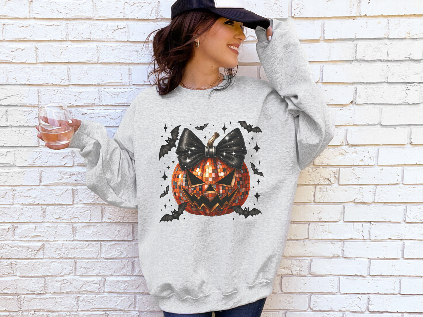 Disco Ball Pumpkin Crewneck Sweatshirt