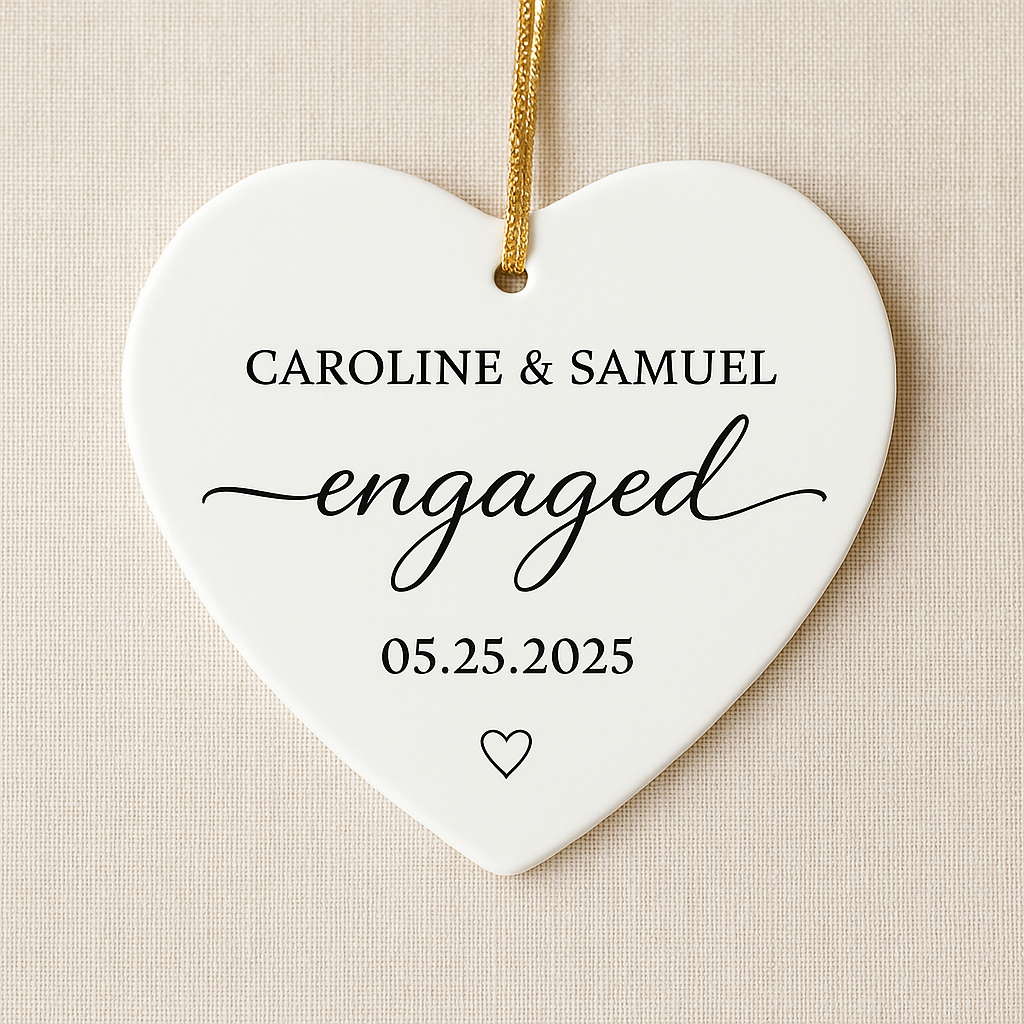 Engaged Personalized Heart Ornament