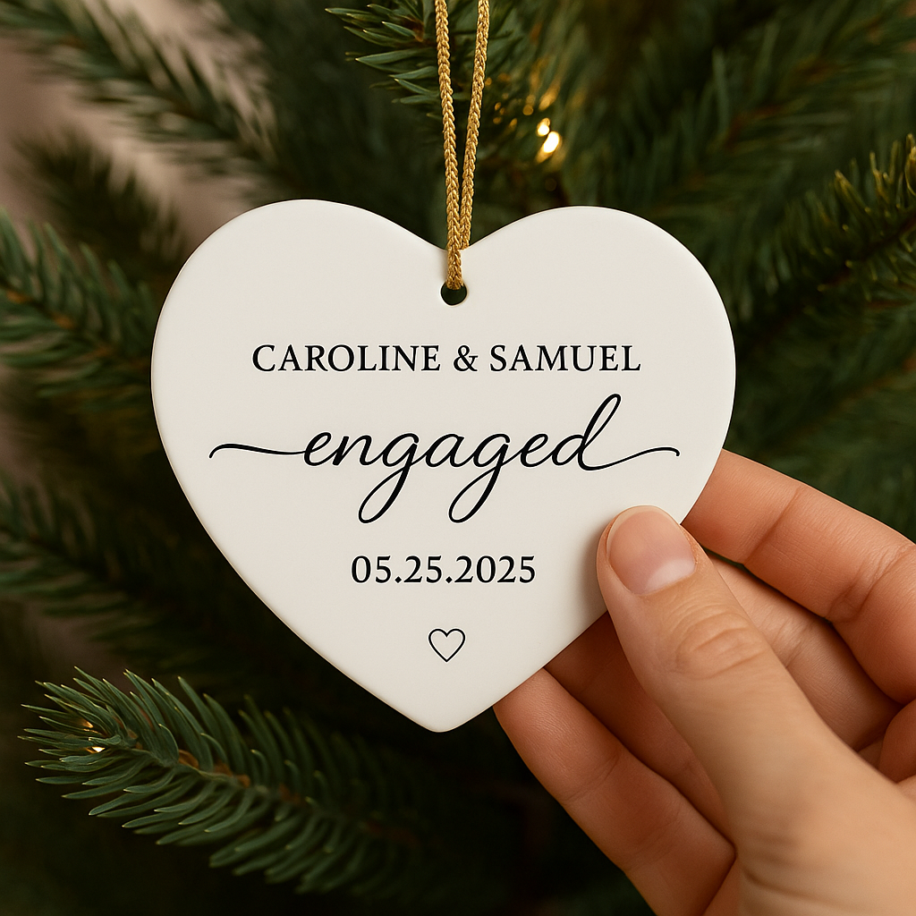 Engaged Personalized Heart Ornament