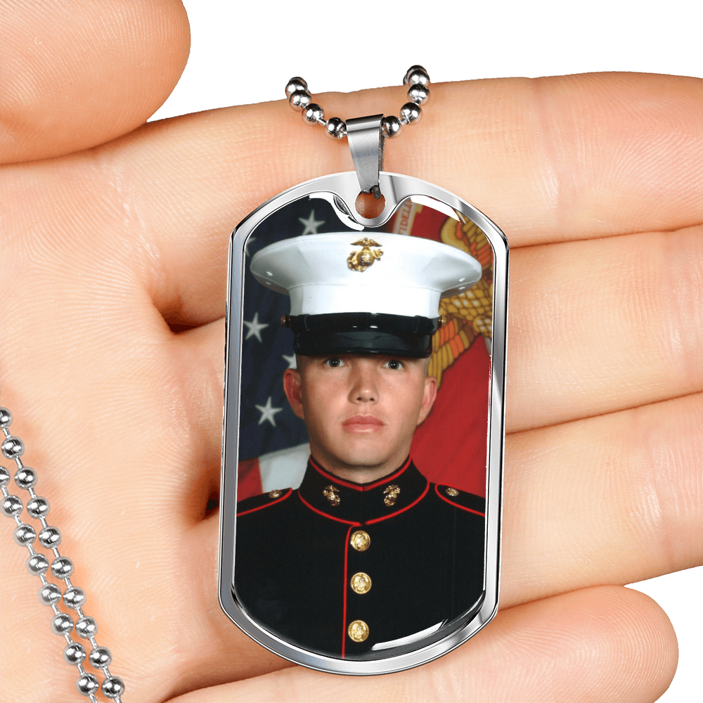 Personalized Photo Dog Tag Necklace Military Chain