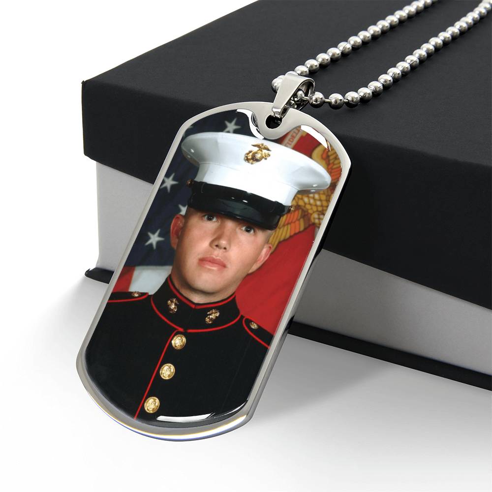 Personalized Photo Dog Tag Necklace Military Chain