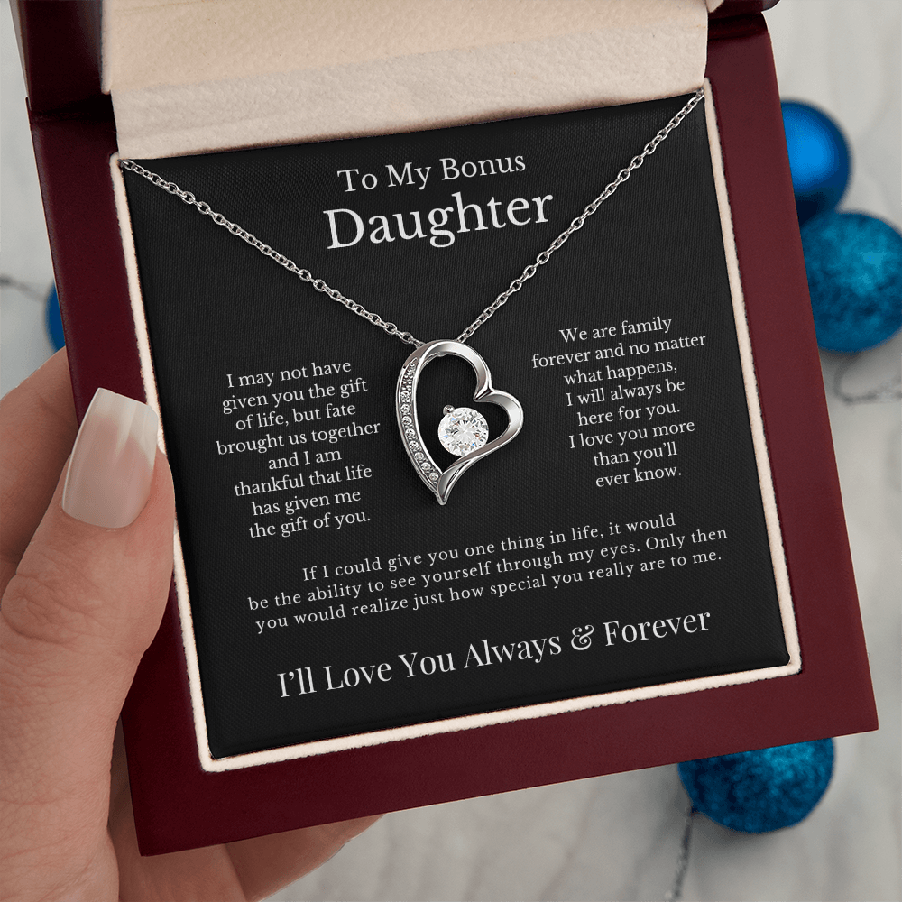 To My Bonus Daughter - Heart Necklace