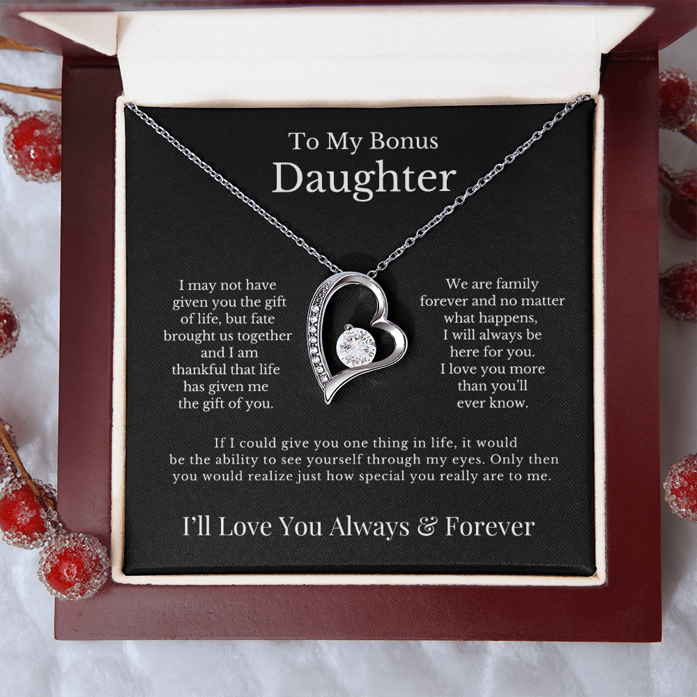To My Bonus Daughter - Heart Necklace