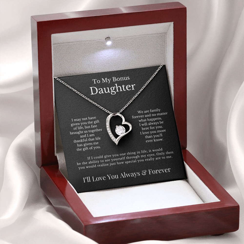 To My Bonus Daughter - Heart Necklace