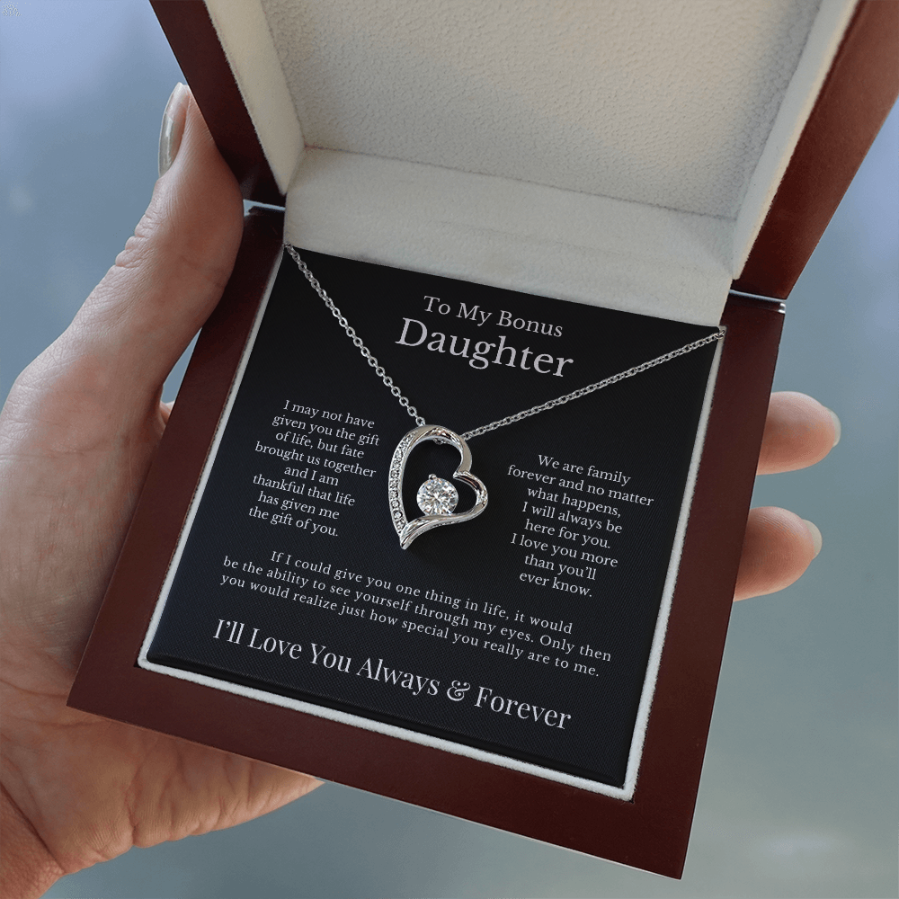 To My Bonus Daughter - Heart Necklace