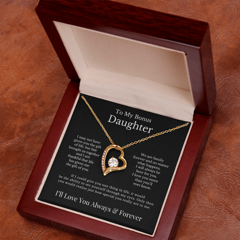 To My Bonus Daughter - Heart Necklace