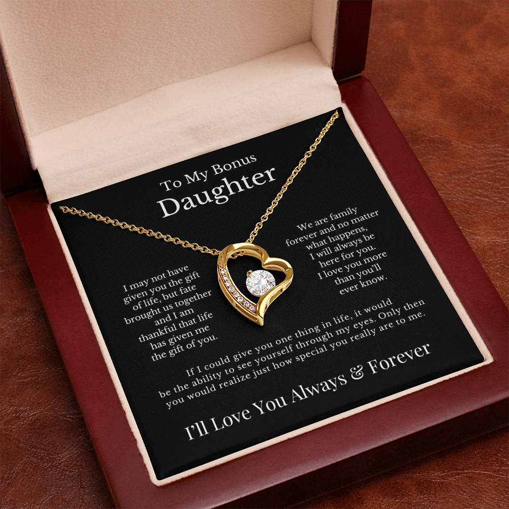 To My Bonus Daughter - Heart Necklace
