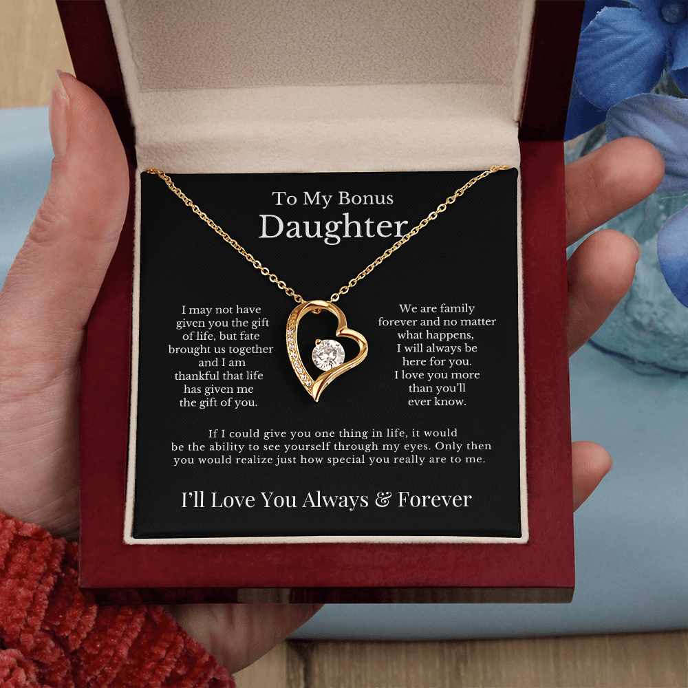 To My Bonus Daughter - Heart Necklace