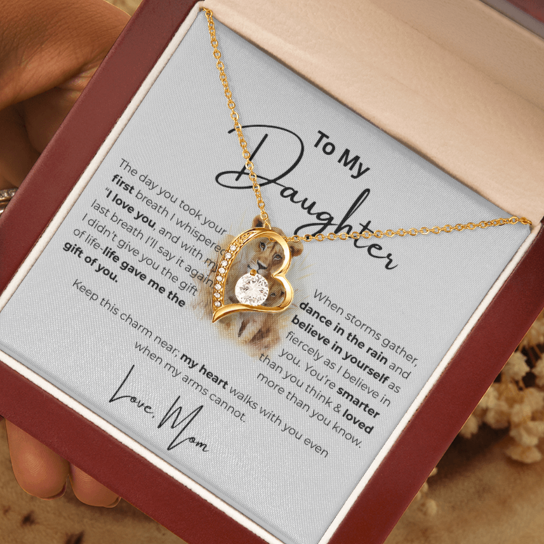 To My Daughter - Love Mom Heart Pendant