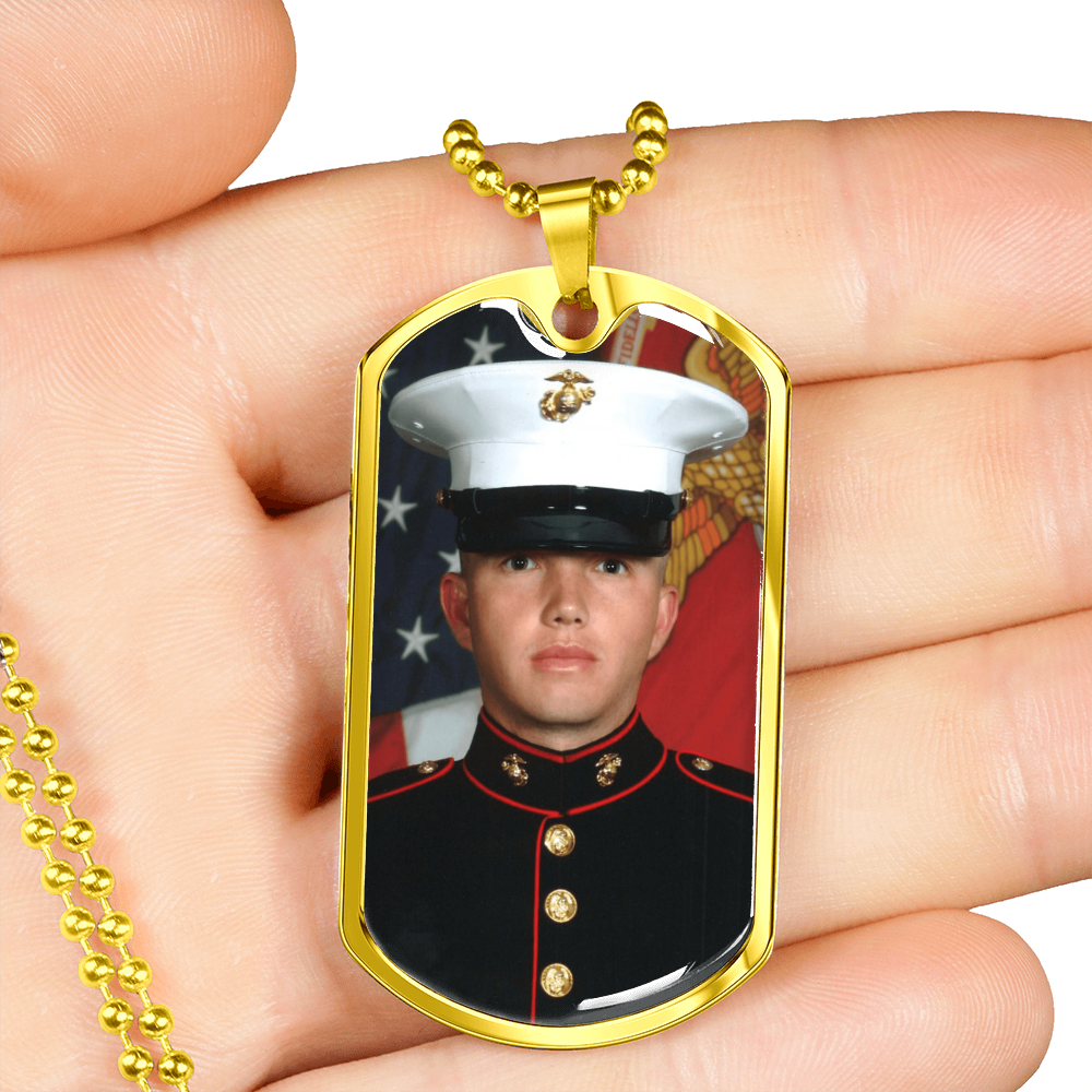 Personalized Photo Dog Tag Necklace Military Chain