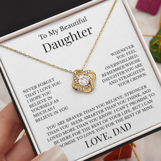To My Beautiful Daughter - From Dad, Love Knot Necklace