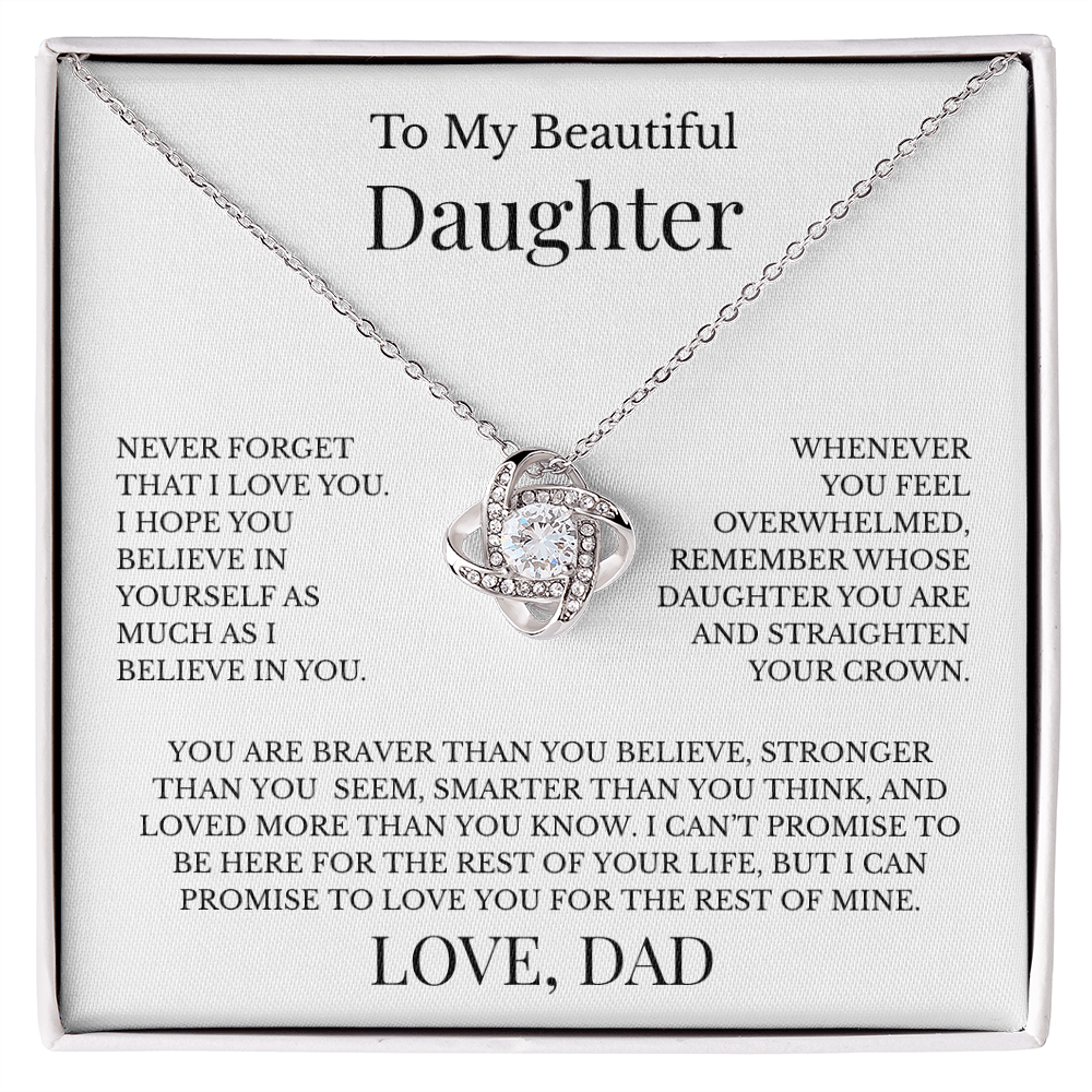 To My Beautiful Daughter - From Dad, Love Knot Necklace