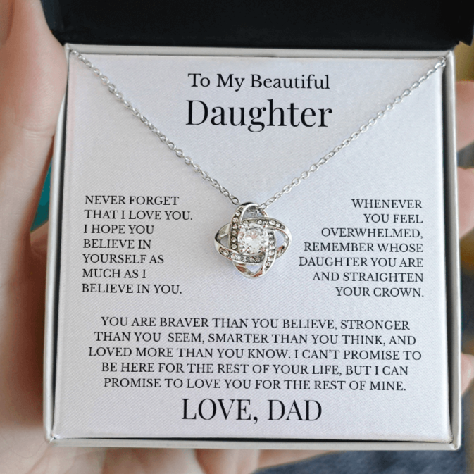 To My Beautiful Daughter - From Dad, Love Knot Necklace