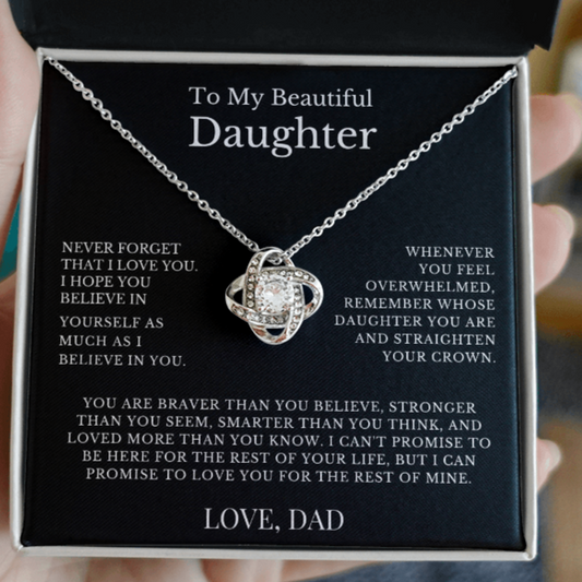 To My Beautiful Daughter...From Dad - Love Knot Necklace