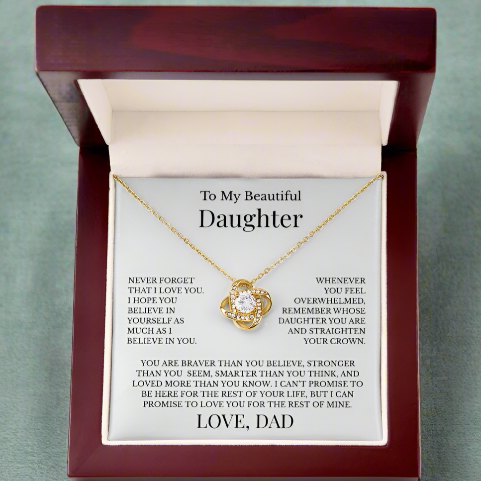 To My Beautiful Daughter - From Dad, Love Knot Necklace