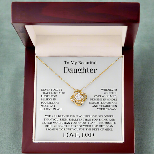 To My Beautiful Daughter - From Dad, Love Knot Necklace