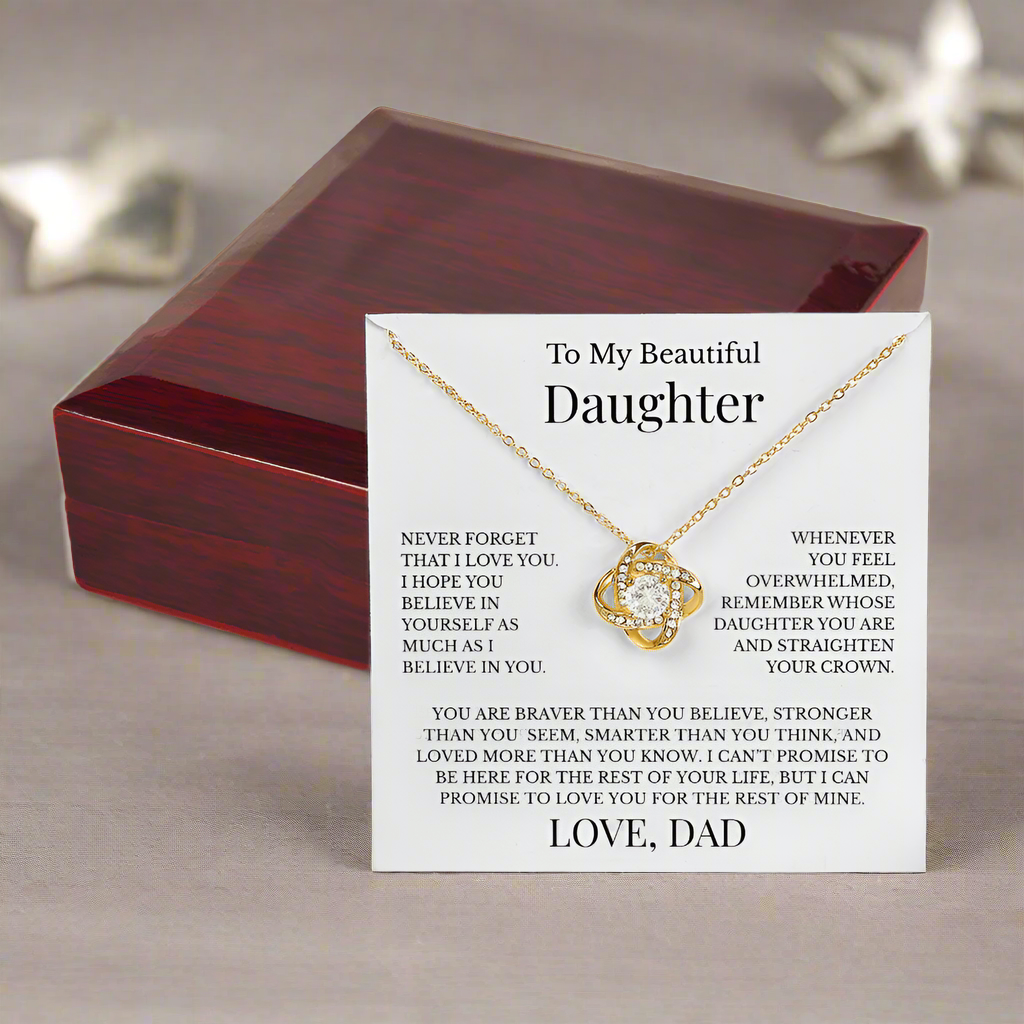 To My Beautiful Daughter - From Dad, Love Knot Necklace