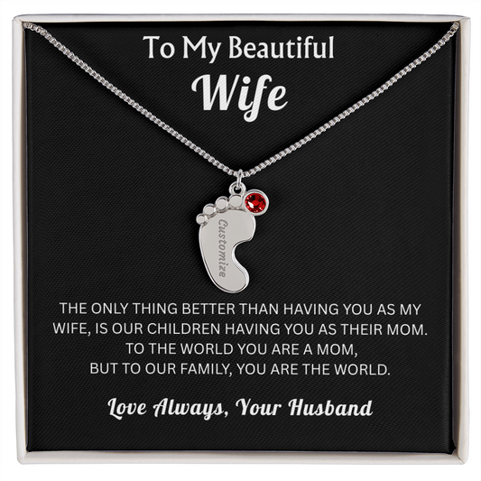 To My Beautiful Wife - Baby Feet Birthstone