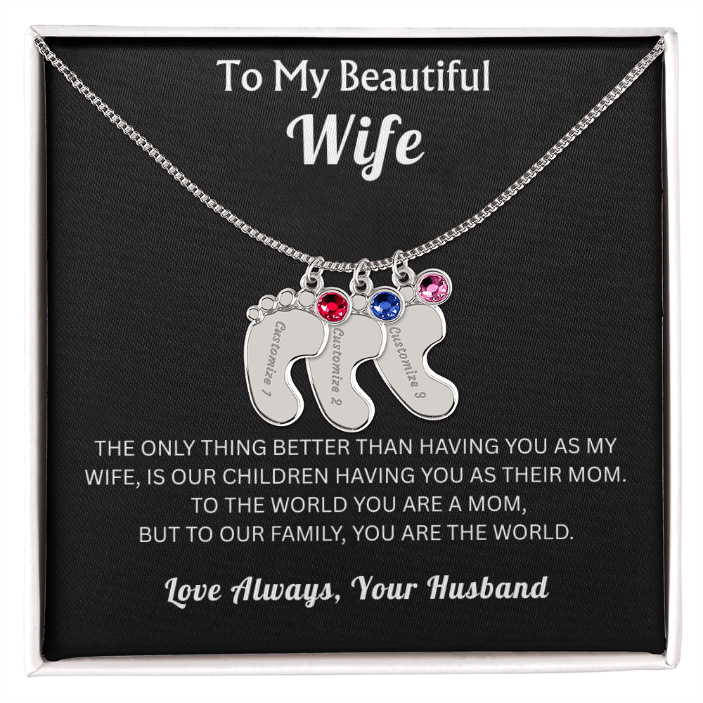 To My Beautiful Wife - Baby Feet Birthstone