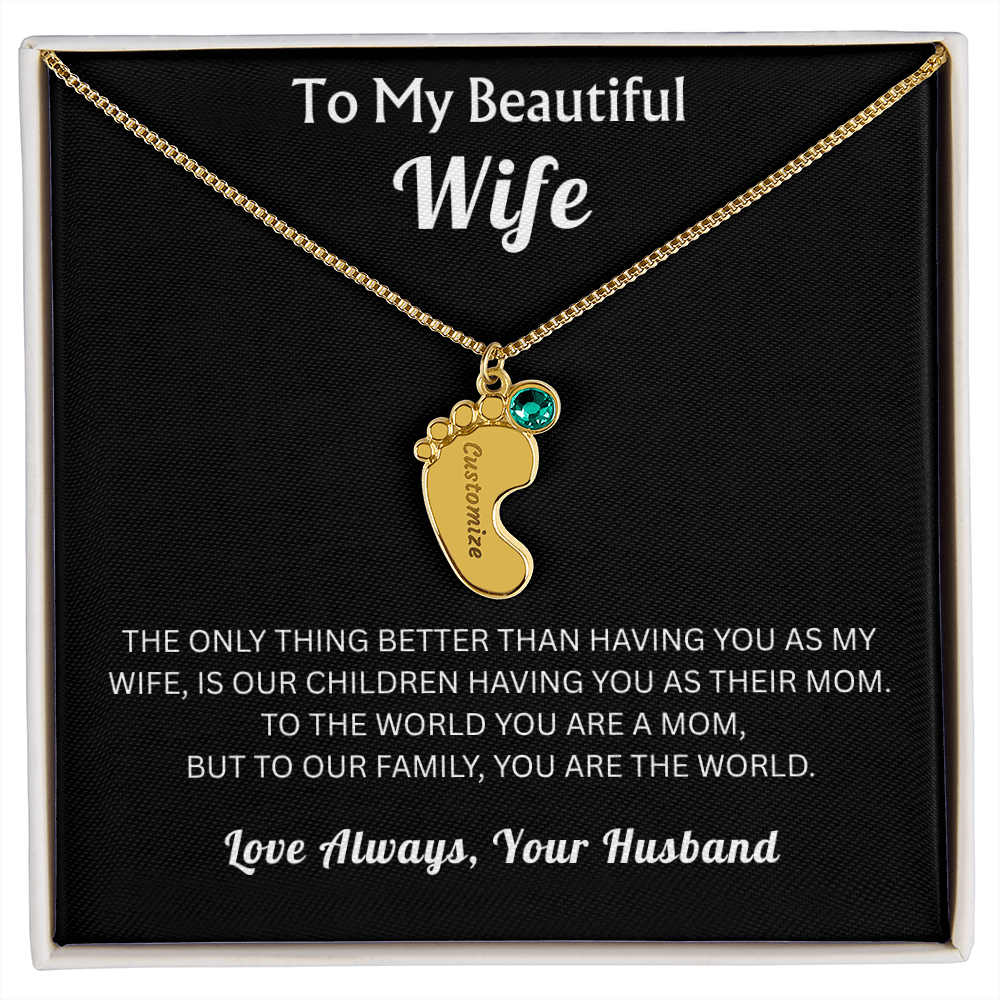 To My Beautiful Wife - Baby Feet Birthstone