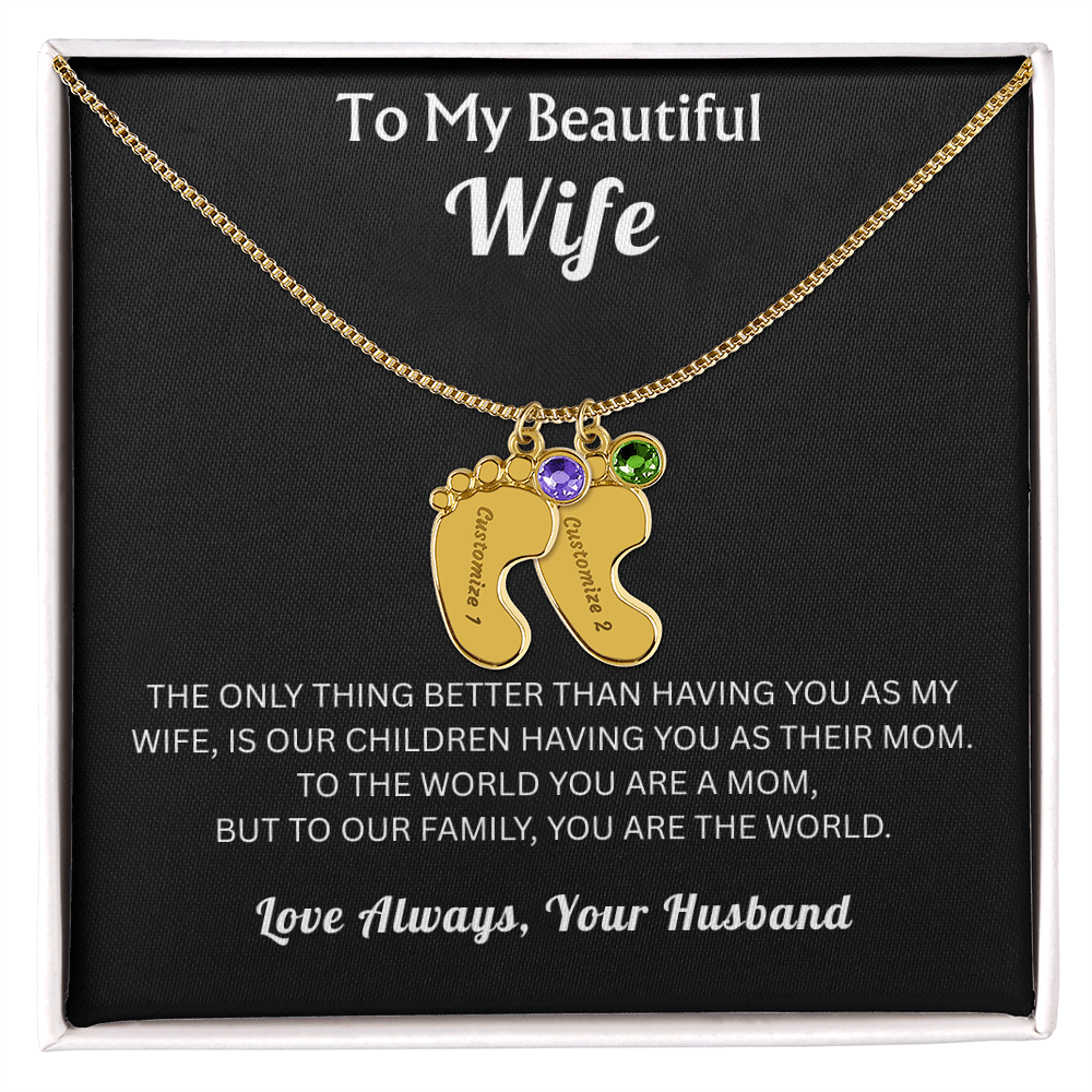 To My Beautiful Wife - Baby Feet Birthstone