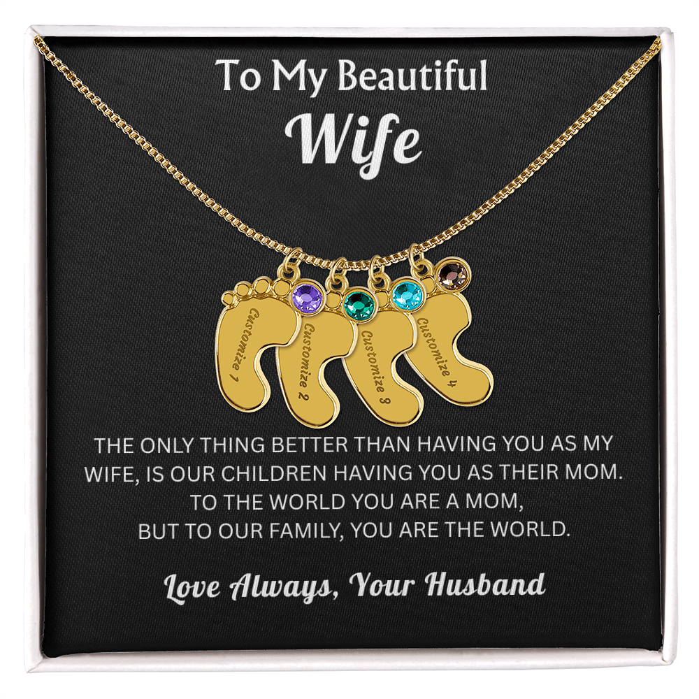 To My Beautiful Wife - Baby Feet Birthstone
